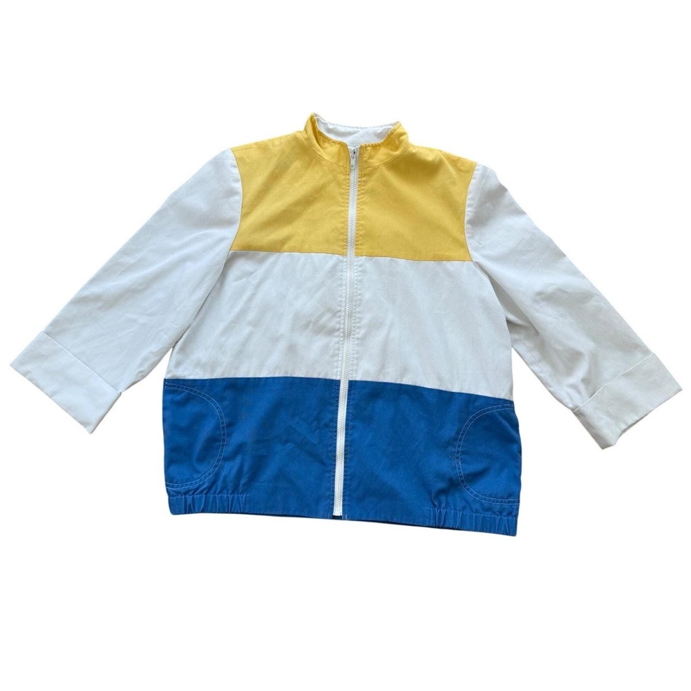 80s Country Suburbans Colorblock Jacket Vintage Preppy Lightweight Medium Blue